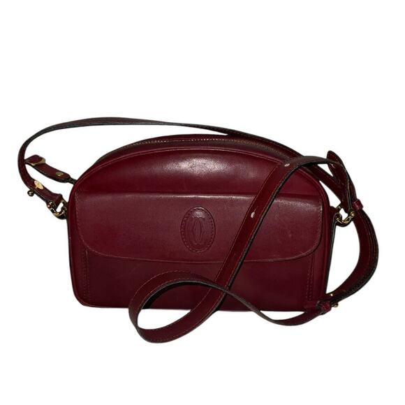 Cartier Must de Cartier Burgundy Leather Crossbody Shoulder Bag With Dustbag - Picture 5 of 16